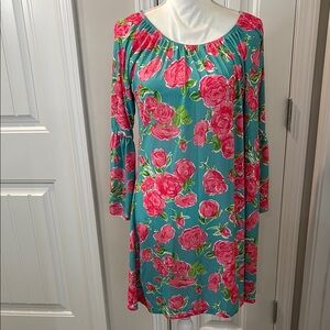Simply Southern Pink and Orange Resort Sundress with Scoop Neck Size Large